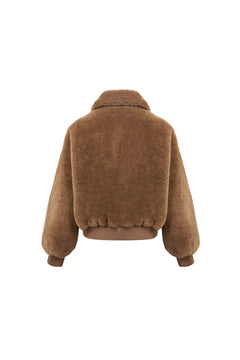 Brown Faux Fur Collared Jacket - ANN ANDELMAN