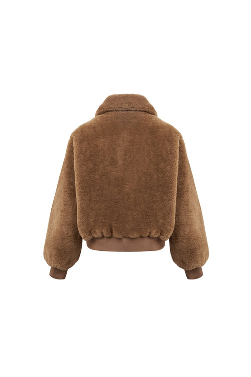Brown Faux Fur Collared Jacket - ANN ANDELMAN