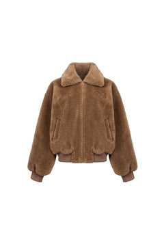 Brown Faux Fur Collared Jacket - ANN ANDELMAN