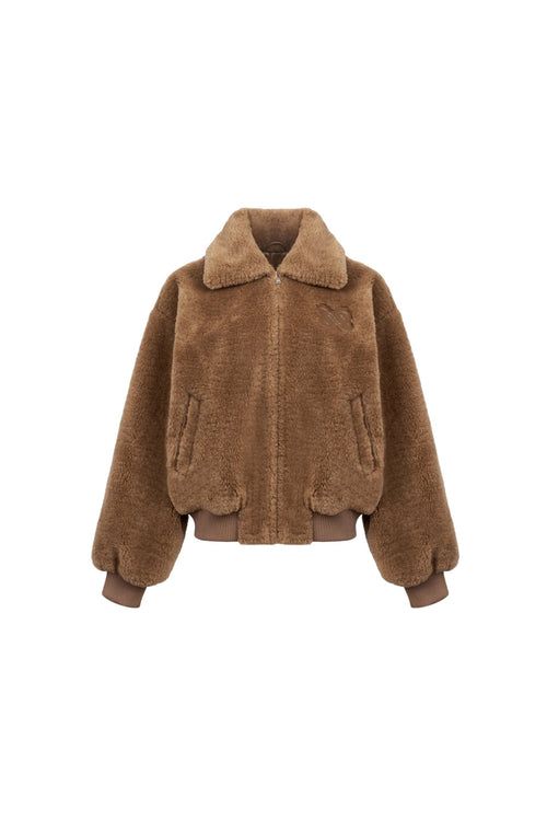Brown Faux Fur Collared Jacket - ANN ANDELMAN