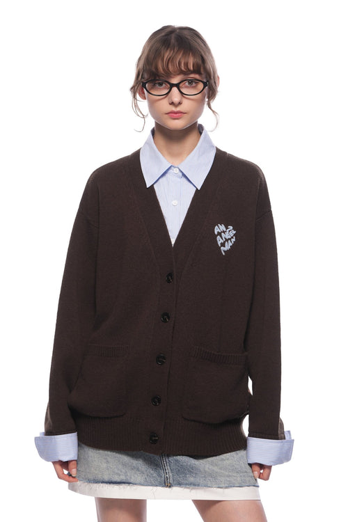 Brown Faux Two - piece Knit Top With Patchwork Shirt - ANN ANDELMAN