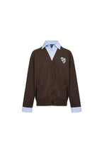 Brown Faux Two - piece Knit Top With Patchwork Shirt - ANN ANDELMAN