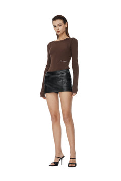 Brown Faux Two - piece Slim - fit Knit Top - ANN ANDELMAN