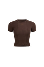 Brown Fitted Knit Top - ANN ANDELMAN