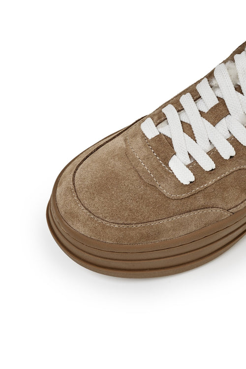 Brown Fleece - lined Platform Sneakers - ANN ANDELMAN