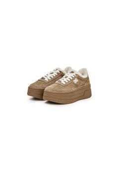 Brown Fleece - lined Platform Sneakers - ANN ANDELMAN