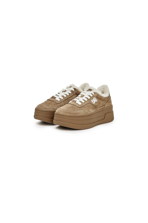 Brown Fleece - lined Platform Sneakers - ANN ANDELMAN