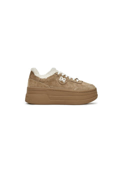 Brown Fleece - lined Platform Sneakers - ANN ANDELMAN