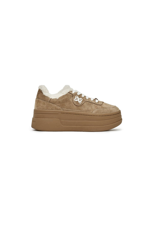Brown Fleece - lined Platform Sneakers - ANN ANDELMAN