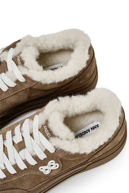 Brown Fleece - lined Platform Sneakers - ANN ANDELMAN
