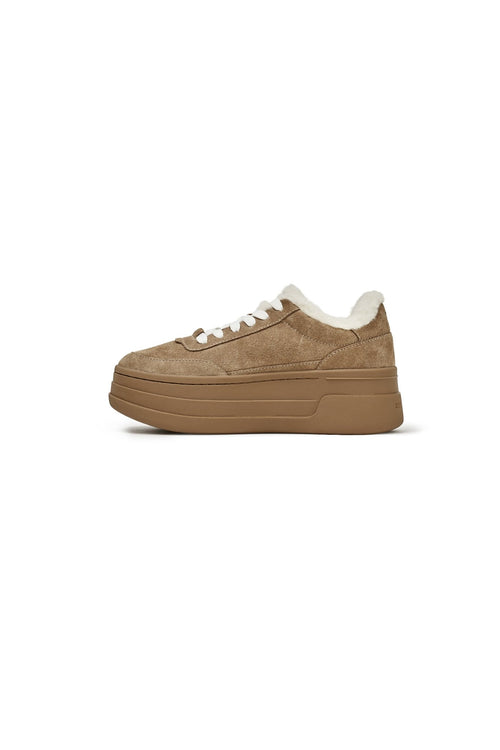 Brown Fleece - lined Platform Sneakers - ANN ANDELMAN