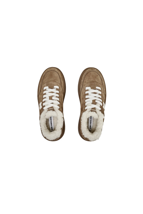 Brown Fleece - lined Platform Sneakers - ANN ANDELMAN