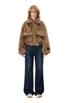 Brown Furry Cropped Jacket - ANN ANDELMAN