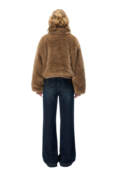 Brown Furry Cropped Jacket - ANN ANDELMAN