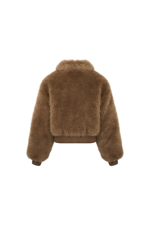 Brown Furry Cropped Jacket - ANN ANDELMAN