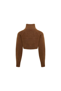 Brown Half-cardigan Knit - ANN ANDELMAN