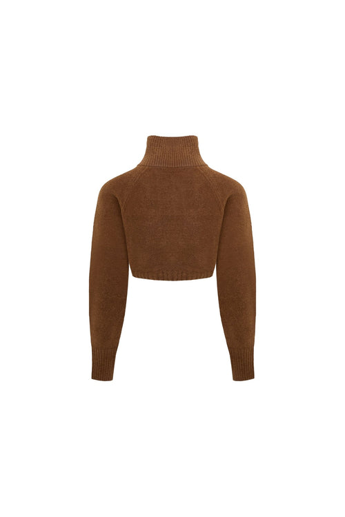Brown Half-cardigan Knit - ANN ANDELMAN