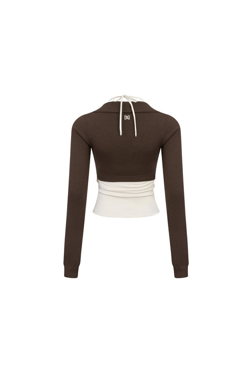 Brown Knit Halter Neck Two - piece Set - ANN ANDELMAN