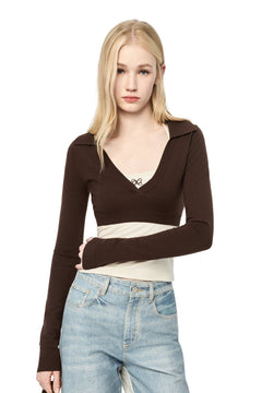 Brown Knit Halter Neck Two - piece Set - ANN ANDELMAN