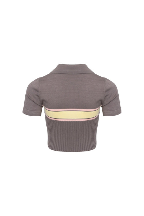 Brown knitted Polo Shirt - ANN ANDELMAN