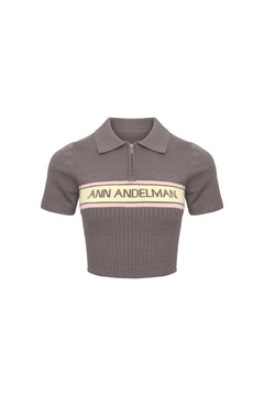 Brown knitted Polo Shirt - ANN ANDELMAN