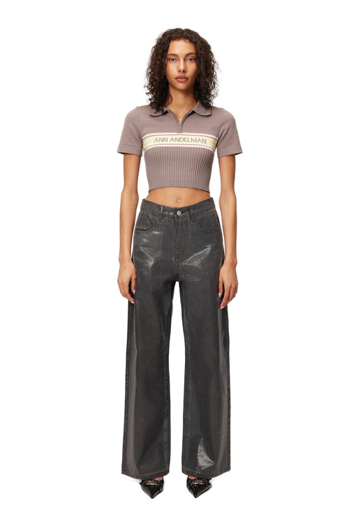 Brown knitted Polo Shirt - ANN ANDELMAN