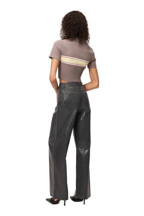 Brown knitted Polo Shirt - ANN ANDELMAN