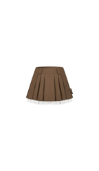 Brown Lace Suit Double Pleated Skirt - ANN ANDELMAN