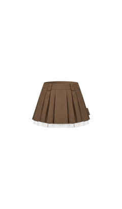 Brown Lace Suit Double Pleated Skirt - ANN ANDELMAN