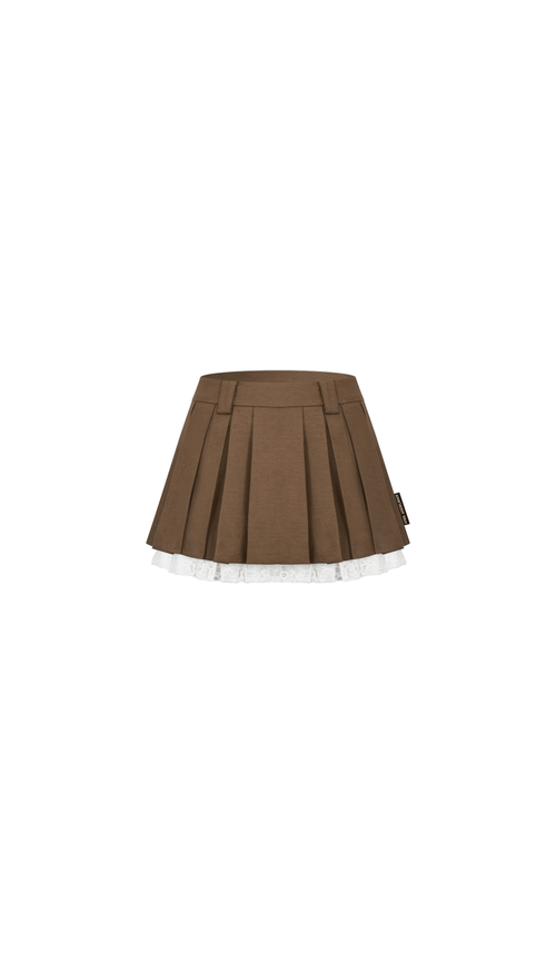 Brown Lace Suit Double Pleated Skirt - ANN ANDELMAN