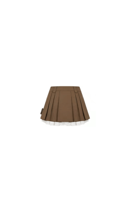 Brown Lace Suit Double Pleated Skirt - ANN ANDELMAN