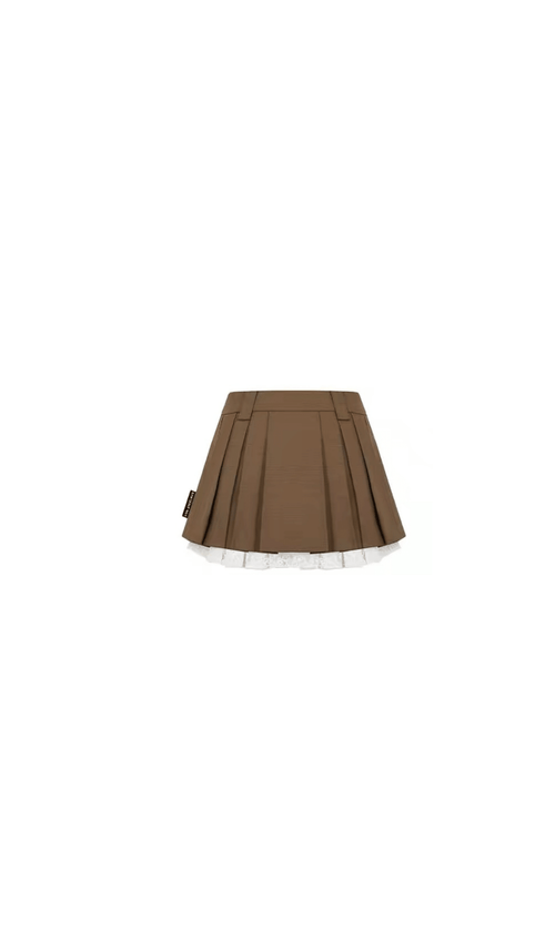 Brown Lace Suit Double Pleated Skirt - ANN ANDELMAN