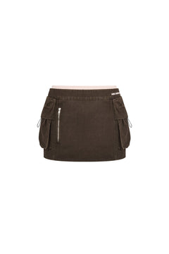 Brown Low - waisted Cargo Pocket Skirt - ANN ANDELMAN