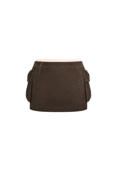 Brown Low - waisted Cargo Pocket Skirt - ANN ANDELMAN