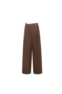 Brown Misaligned Straight - leg Tailored Suit Pants - ANN ANDELMAN