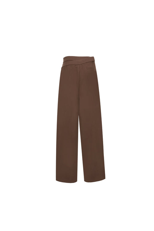 Brown Misaligned Straight - leg Tailored Suit Pants - ANN ANDELMAN