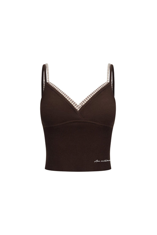 Brown Patchwork Wool Camisole - ANN ANDELMAN