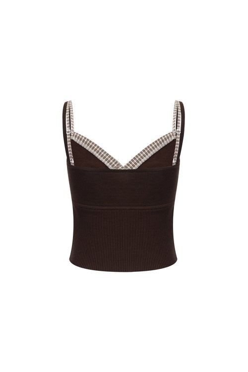 Brown Patchwork Wool Camisole - ANN ANDELMAN