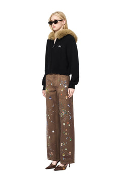Brown Printed Jeans - ANN ANDELMAN