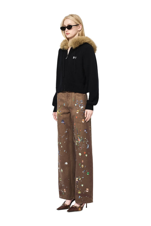 Brown Printed Jeans - ANN ANDELMAN