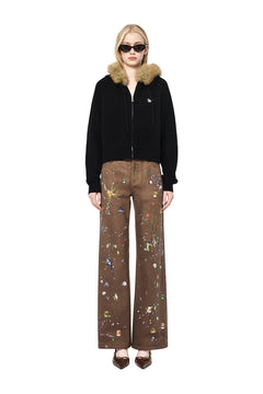 Brown Printed Jeans - ANN ANDELMAN