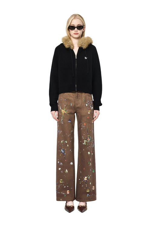 Brown Printed Jeans - ANN ANDELMAN