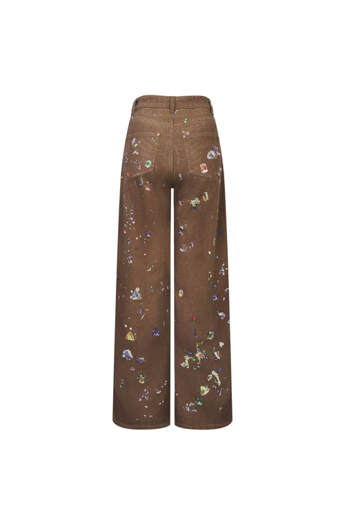 Brown Printed Jeans - ANN ANDELMAN