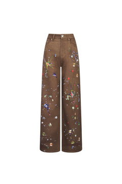 Brown Printed Jeans - ANN ANDELMAN