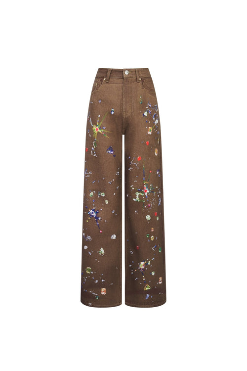 Brown Printed Jeans - ANN ANDELMAN