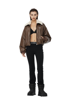 Brown Retro Shearling Jacket - ANN ANDELMAN