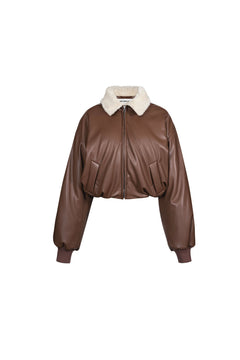 Brown Retro Shearling Jacket - ANN ANDELMAN