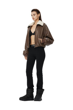 Brown Retro Shearling Jacket - ANN ANDELMAN