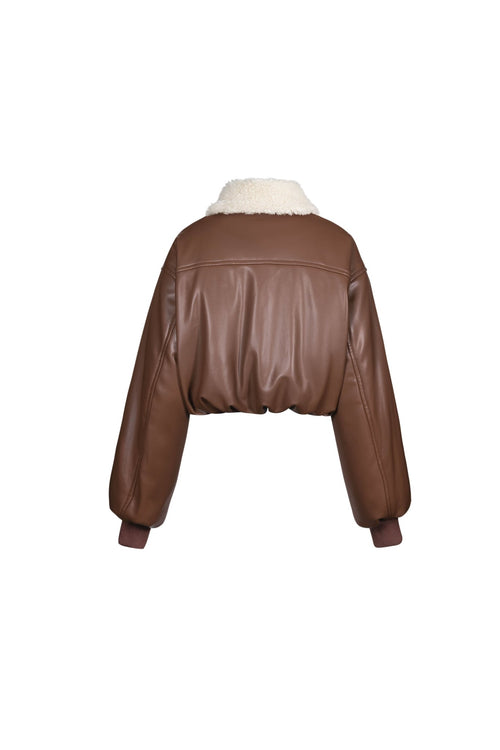 Brown Retro Shearling Jacket - ANN ANDELMAN