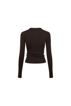 Brown Round Neck Lace Knit Top - ANN ANDELMAN